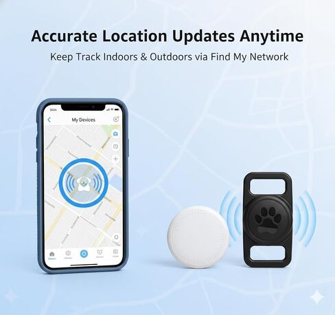 Smart Pet Location Tag with Holder – No Monthly Fee, Compatible with Apple Find My (iOS Only), Lightweight Anti-Lost Locator for Pets, Bags, and Personal Items in Kuwait