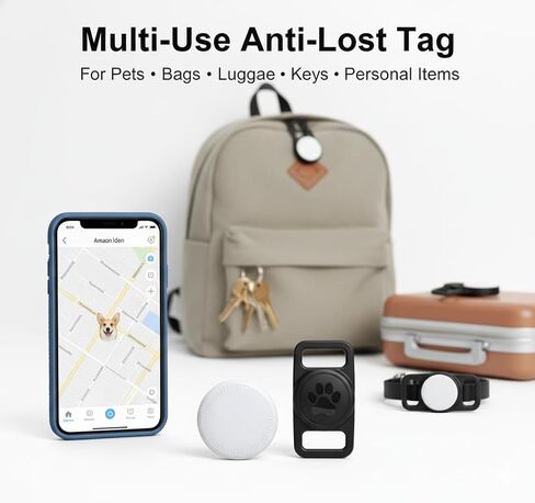 Smart Pet Location Tag with Holder – No Monthly Fee, Compatible with Apple Find My (iOS Only), Lightweight Anti-Lost Locator for Pets, Bags, and Personal Items in Kuwait