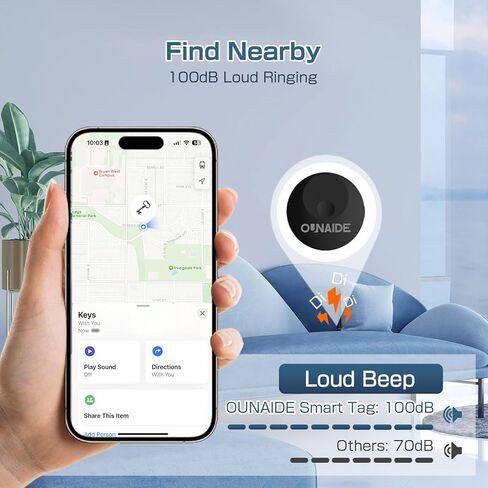OUNAIDE Air-Tags-2 Pack، علامة تعقب الهواء الذكية، متتبع بلوتوث لجهاز Apple Find My (iOS فقط)، جهاز تتبع مقاوم للماء للأطفال ومفاتيح وحقائب الأمتعة ومحافظ الحيوانات الأليفة والمزيد - أسود وأبيض in Kuwait