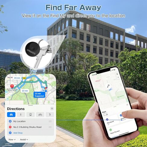 OUNAIDE Air-Tags-2 Pack، علامة تعقب الهواء الذكية، متتبع بلوتوث لجهاز Apple Find My (iOS فقط)، جهاز تتبع مقاوم للماء للأطفال ومفاتيح وحقائب الأمتعة ومحافظ الحيوانات الأليفة والمزيد - أسود وأبيض in Kuwait