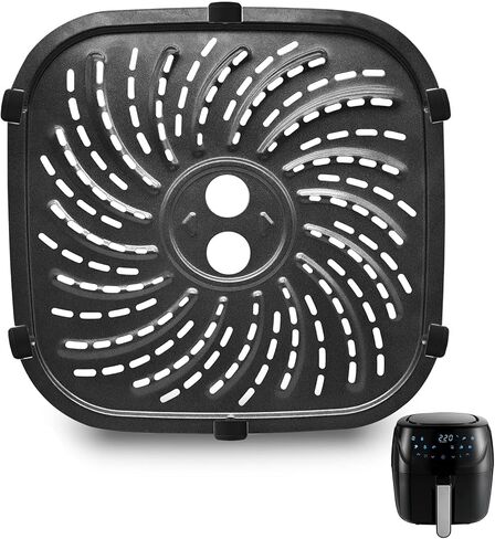 GWY Air Fryer Accessories for PowerXL Vortex Pro 8 QT Air Fryer, Oval Nonstick 10''*10''Air Fryer Replacement Parts Tray Basket Grill Pan Grill Plate Crisper Plate with Rubber Bumpers,Dishwasher Safe in Kuwait
