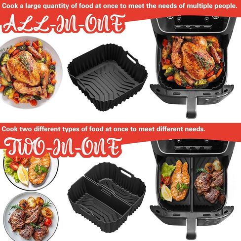 ملحقات المقلاة الهوائية لـ Cosori TurboBlaze 6 Qt | 5.8 كيو تي | 6.5 Qt، Ninja AF141، AF142، AF181، Chefman 6QT، مجموعة ملحقات مقلاة هوائية بسلة مربعة 5-7 QT، بطانة سيليكون، شواية، قوالب خبز in Kuwait