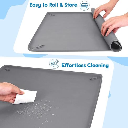 Puppy Pad Holder, 24" x 24" Dog Pee Pad Holder Tray with 4 Magnetic Clips, No Spill Raised Edge Indoor Silicone Dog Potty Trays, Leak-Proof Square Dog Toilet Training Pads Mat for Floor Protection in Kuwait
