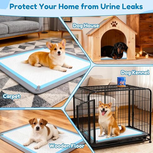 Puppy Pad Holder, 24" x 24" Dog Pee Pad Holder Tray with 4 Magnetic Clips, No Spill Raised Edge Indoor Silicone Dog Potty Trays, Leak-Proof Square Dog Toilet Training Pads Mat for Floor Protection in Kuwait