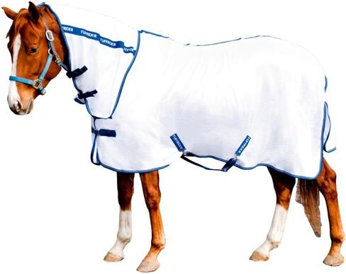 TuffRider Comfy Mesh Combo Neck Fly Sheet | UV Protection Horse Sheet with Neck Cover, 190 Grams Breathable Polyester Mesh - White - 81 in Saudi Arabia