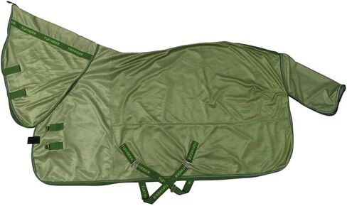 TuffRider Comfy Mesh Combo Neck Fly Sheet | UV Protection Horse Sheet with Neck Cover, 190 Grams Breathable Polyester Mesh - White - 81 in Saudi Arabia