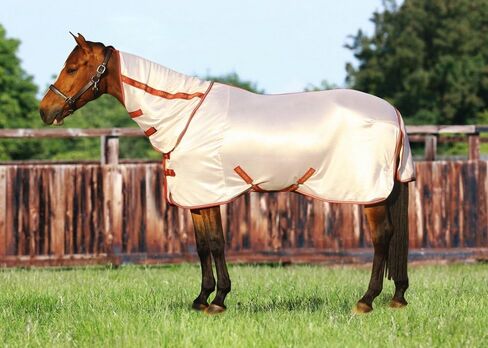 TuffRider Comfy Mesh Combo Neck Fly Sheet | UV Protection Horse Sheet with Neck Cover, 190 Grams Breathable Polyester Mesh - White - 81 in Saudi Arabia