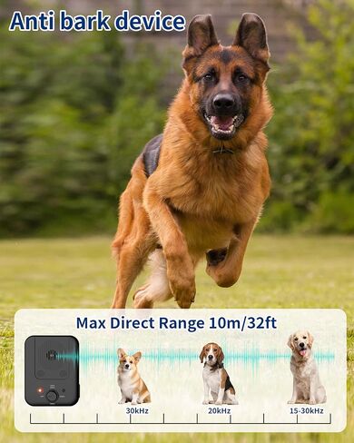 Ultrasonic Bark Control Device – 3 Adjustable Modes for Small, Medium & Large Dogs, 32ft Range, Suitable for Indoor & Outdoor Use (Black) in Kuwait