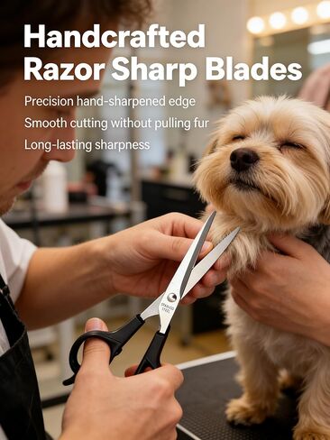 Professional Pet Grooming Scissors Kit, 3-Piece 6.5 Inch Dog Grooming Scissors with Round Safety Tips, Curved and Thinning Shears Set with Comb and Leather Case for Pet in Kuwait