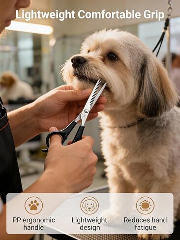 Professional Pet Grooming Scissors Kit, 3-Piece 6.5 Inch Dog Grooming Scissors with Round Safety Tips, Curved and Thinning Shears Set with Comb and Leather Case for Pet in Kuwait