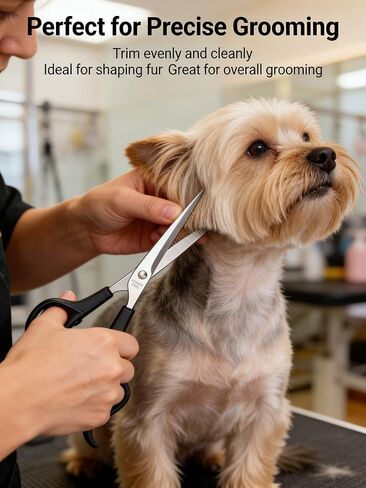 Professional Pet Grooming Scissors Kit, 3-Piece 6.5 Inch Dog Grooming Scissors with Round Safety Tips, Curved and Thinning Shears Set with Comb and Leather Case for Pet in Kuwait