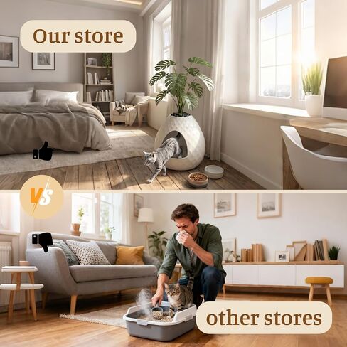Cat Litter Box, Hidden Cat Litter Box Enclosure with Faux Plant & Pebbles, Vented for Odor Control, Easy to Assemble & Clean, with Removable Planter Top, Suitable for Living Room, Bedroom, Corner in Saudi Arabia