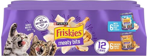 Purina Friskies Meaty Bits with Ocean Fish and Chicken Dinner in Gravy Multi Cat Wet Cat Food Variety Pack - 13.5 Ounces (Pack of 12) in Kuwait