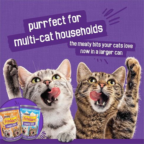 Purina Friskies Meaty Bits with Ocean Fish and Chicken Dinner in Gravy Multi Cat Wet Cat Food Variety Pack - 13.5 Ounces (Pack of 12) in Kuwait
