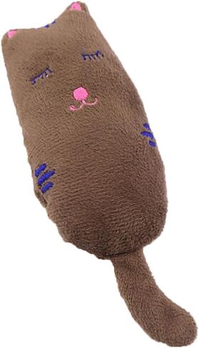 Cat Plush Toy, Tail Interactive Toy, PP Cotton Crystal Velvet, Built in Catnip, Soft Comfortable, 6.5 x 2.2 Inches, 0.026 Lbs, Suitable for Feline Play Training (Brown) in Saudi Arabia