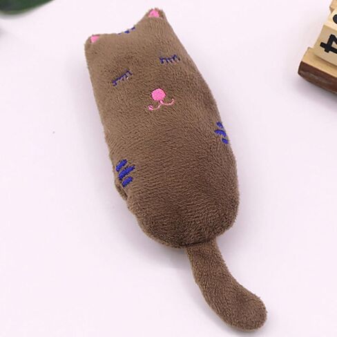 Cat Plush Toy, Tail Interactive Toy, PP Cotton Crystal Velvet, Built in Catnip, Soft Comfortable, 6.5 x 2.2 Inches, 0.026 Lbs, Suitable for Feline Play Training (Brown) in Saudi Arabia