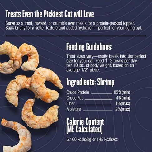 Whole Life Cat Just One Shrimp Freeze Dried Cat Treats - Human Grade High Protein Food, Healthy Training Snacks, Freeze Dried Shrimp Food Toppers, USA Made Natural Treats - .7 oz (Pack of 1) in Saudi Arabia