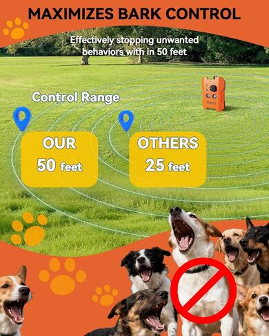 Ultrasonic Dog Bark Control Device – 3 Adjustable Modes, 50FT Precision Range, USB Rechargeable & IPX4 Waterproof Bark Stopper for Indoor and Outdoor Use in Kuwait