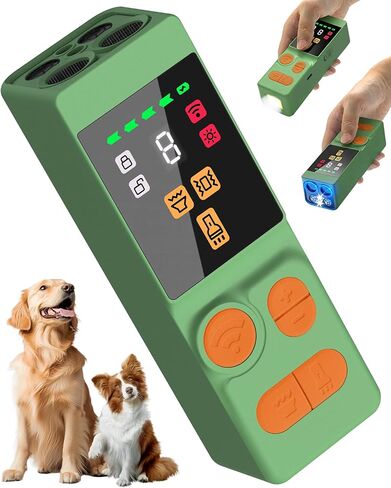 [Digital LED Display] ultrasonic Dog bark Deterrent with 4 Transmitters, 10 Gears Dog Training Device for Large/Medium/Small Dogs, Rechargeable Anti Barking Device & Dog Repellent with Flashlight in Kuwait