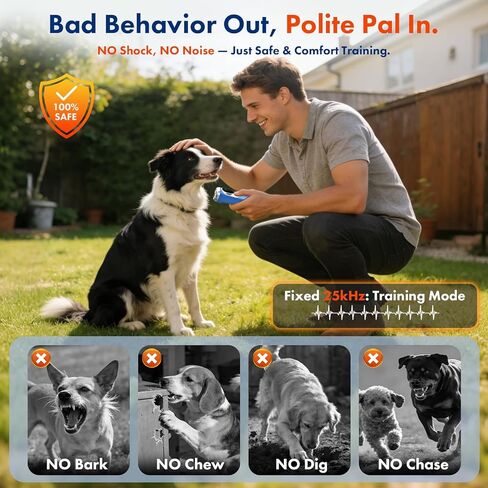 Dog Bark Deterrent Devices Ultrasonic - 50FT Range Rechargeable Anti Barking Device for Dogs, 3 Training Modes for Behavior Correction, Gentle & Safe Handheld Dog Silencer for Indoor Outdoor Use in Kuwait