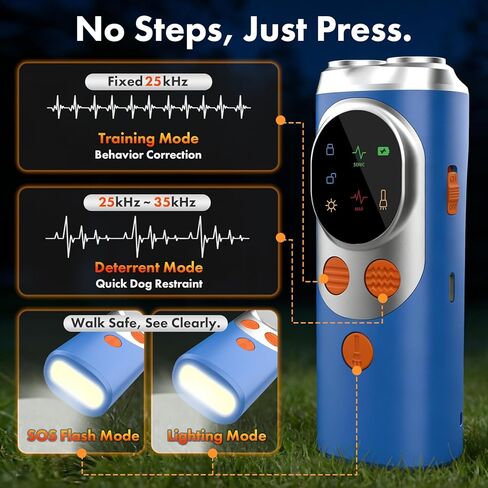 Dog Bark Deterrent Devices Ultrasonic - 50FT Range Rechargeable Anti Barking Device for Dogs, 3 Training Modes for Behavior Correction, Gentle & Safe Handheld Dog Silencer for Indoor Outdoor Use in Kuwait