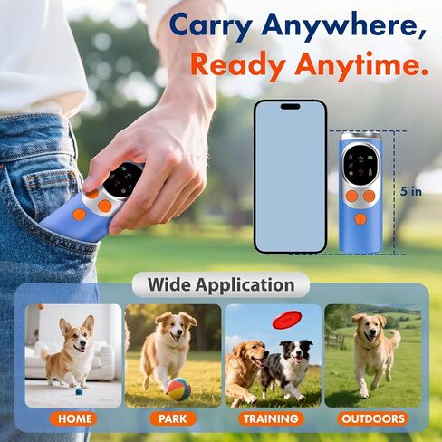 Dog Bark Deterrent Devices Ultrasonic - 50FT Range Rechargeable Anti Barking Device for Dogs, 3 Training Modes for Behavior Correction, Gentle & Safe Handheld Dog Silencer for Indoor Outdoor Use in Kuwait