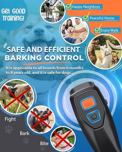 Dog Bark Deterrent Device, Ultrasonic Dog Trainer with 3 Modes, 50ft Range Anti Barking Device, Stops Unwanted Barking & Improves Dog Behavior, Dog WhistleSafe for Indoor Outdoor Use(Black) in Kuwait