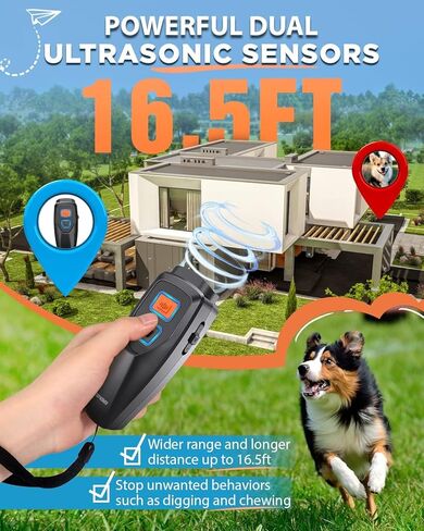 Dog Bark Deterrent Device, Ultrasonic Dog Trainer with 3 Modes, 50ft Range Anti Barking Device, Stops Unwanted Barking & Improves Dog Behavior, Dog WhistleSafe for Indoor Outdoor Use(Black) in Kuwait