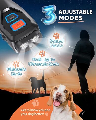 Dog Bark Deterrent Device, Ultrasonic Dog Trainer with 3 Modes, 50ft Range Anti Barking Device, Stops Unwanted Barking & Improves Dog Behavior, Dog WhistleSafe for Indoor Outdoor Use(Black) in Kuwait