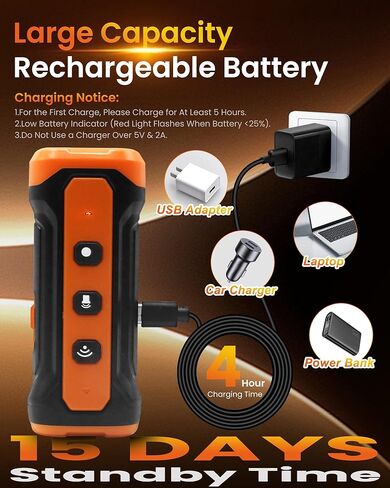 Sonic Bark Deterrents, Anti Barking Device for Dogs with 3X Sonic Emitters - 33ft Range, Rechargeable, 5 Modes, Humane & Portable Behavior Corrector for Indoor Outdoor Use. in Kuwait