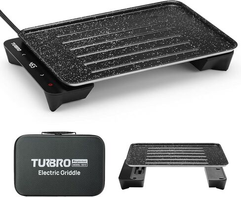 شواية كهربائية محمولة من TURBRO EG13، طاقة منخفضة 300-600 وات، تسخين سريع بطبقة سميكة تصل إلى 465 درجة فهرنهايت، شواية داخلية/خارجية غير قابلة للالتصاق مع تحكم ذكي في درجة الحرارة NTC للمركبات الترفيهية والتخييم والنزهات in Kuwait