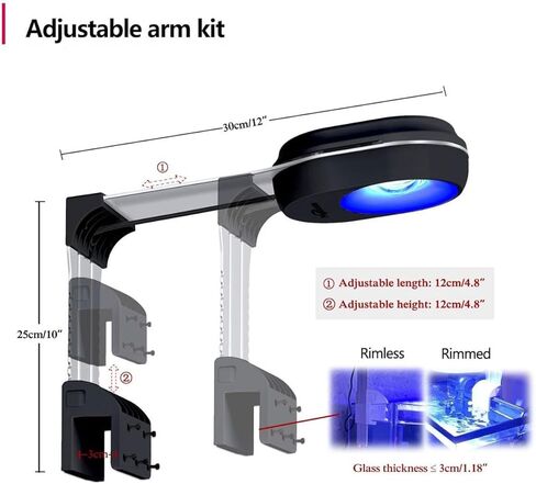PopBloom RL60 WiFi Reef LED Light، 60W Full Spectrum Marine Reef LED إضاءة حوض السمك للشعاب المرجانية الناعمة / LPS وخزانات نانو لأسماك المياه المالحة، مؤقت مدمج، هاتف WiFi قابل للبرمجة، غروب الشمس شروق الشمس in Kuwait
