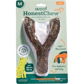 لعبة WOOF HonestChew Meaty Dog Toy Y-Gnawt - مضغ متين للكلاب - مصنوعة من لحم بقري حقيقي ومكونات نباتية طبيعية - مقاومة للشظايا - أكثر أمانًا من عظام الكلاب - متوسطة in Kuwait