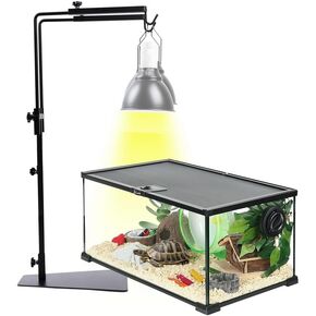 Reptile Heat Lamp Stand,Pet Lamp Holder, Adjustable Metal Floor Light Lamp Bracket Support for Reptile Small Animals or Succulent Plants Glass Terrarium(2 Hooks) in Saudi Arabia