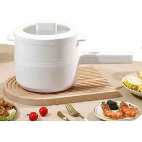 2L Electric Hot Pot & Steamer, Mini Multi-Function Electric Ramen Cooker, Adjustable 350W/700W, Non-Stick Ceramic, Portable for Dorm, RV & Camping in Saudi Arabia