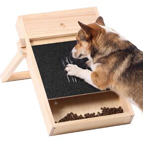 Dog Nail Scratch Board with Treat Drawer - Dog Scratch Pad for Nails - Durable Wooden Nail Filing Board for Stress-Free Grooming, Includes 2 Replacement Sandpaper Sheets in Saudi Arabia