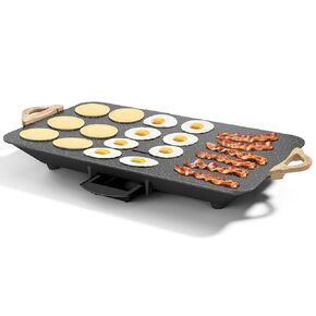 شواية كهربائية CookSimple للاستخدام اليومي مقاس 20 × 12 بوصة - سطح جرانيت ILAG غير لاصق بقدرة 1700 وات، تصميم منحدر كبير، مثالي للوجبات العائلية والفطائر والبيض، تسخين سريع متساوي، سهل التنظيف، جرانيت أسود in Kuwait