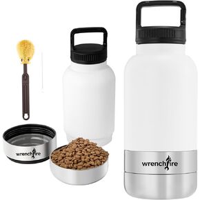 Portable Dog Water Bottle with 2 Detachable Bowls,32 oz Leak-Proof Insulated Stainless Steel Pet Water Bottle for Travel with Brush,Black in Kuwait