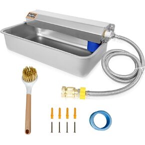 Automatic Dog Water Dispenser 2 Gal/7.57L Outdoor Dog Water Bowl Auto-Fill Water Feeder Stainless Steel Large Livestock Waterer Fit 3/4" GHT Faucet Wide Mouth Wall/Ground Mount in Saudi Arabia
