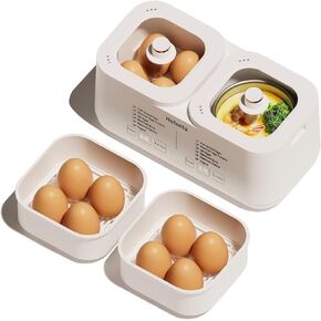 Rapid Electric Egg Cooker for Hard Boiled Eggs, 16 Eggs Capacity Egg Boiler with Timer(0.5-9.5H), Auto Shut-Off/2 Tiers, Egg Steamer for Soft/Hard/Poached Boiled Eggs in Saudi Arabia
