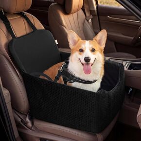 Dog Car Seat for Small/Medium Dogs Up to 35 lbs, 5in Booster Car Seat Cushion, Fully Detachable and Washable, with Safety Belt and Anti-Slip Base, Black in Kuwait