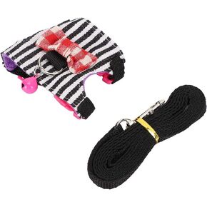 Small Pet Accessories Denim Leash Harness Set for Ferret Chinchilla Squirrel Soft Breathable Cotton with Bell Design and Bow Decoration (M) in Kuwait