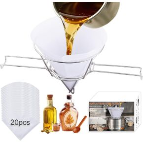 Oil Fryer Filters, Stainless Steel Filter Strainer, Oil Cone Strainer Holder Stand with 20pcs Cone Filter Paper & Folding Arm to Deep Fryers, for Cooking Oil Filter and Maple Birch Sap Making, Kitchen in Saudi Arabia