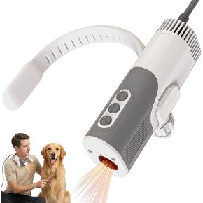 PETNF Hands-Free Dog Dryer for Pet Grooming, 110,000 RPM High Velocity Pet Hair Dryer, 1300W Powerful Neck Hanging Design, 3 Speeds & 5 Heat Settings for Home & Salon in Kuwait