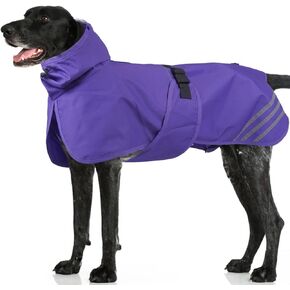 IECOii Waterproof Dog Raincoat with Reflective Strips - Adjustable Dog Rain Jacket for Small Medium Large and Giant Dogs, Windproof Pet Rain Coat with Hood for Outdoor Walking, Hiking, Purple in Saudi Arabia