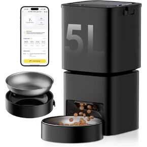 Automatic Cat Feeder, 5G WiFi APP Control Automatic Pet Feeder, 5L Cat Dry Food Dispenser with Remote Feeding,10 Meals Programmable 1-15 Portion Control Auto Dog Feeders for Cats,Puppy in Saudi Arabia