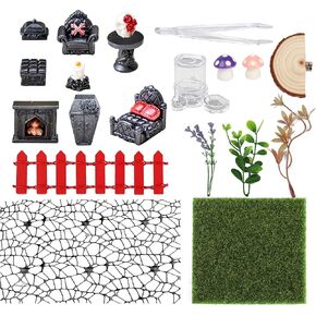 20Pcs Jumping Spider Enclosure Accessories Kit, Gothic Mini Furniture & Decor Set for Tarantula Habitat, Includes Feeder, Ledge, Hideout, Climbing Net, Plants, Mushrooms (No Glue, No Tank) in Kuwait