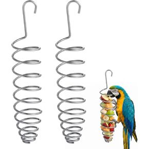 2 Pcs Millet Holder for Bird Cage, Stainless Steel Bird Foraging Toy, Hanging Fruit & Vegetable Feeder for Parrot, Cockatiel, Conure & Lovebird (5.98 x 1.18 Inch) in Kuwait