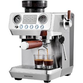 SHARDOR 20 Bar Espresso Machine with Grinder, Expresso Coffee Machines with Professional Steam Wand, 52mm Portafilter, 45 Precise Grind Settings, Stainless Steel All-in-One Coffee Maker for Home Use in Saudi Arabia