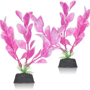 2 Pcs 4 Inch Small Aquarium Plants for Betta Fish Tank, Aquarium Plants Decorations Fish Tanks Plants Leaf Hammock Water Grass Decoration(Pink) in Kuwait